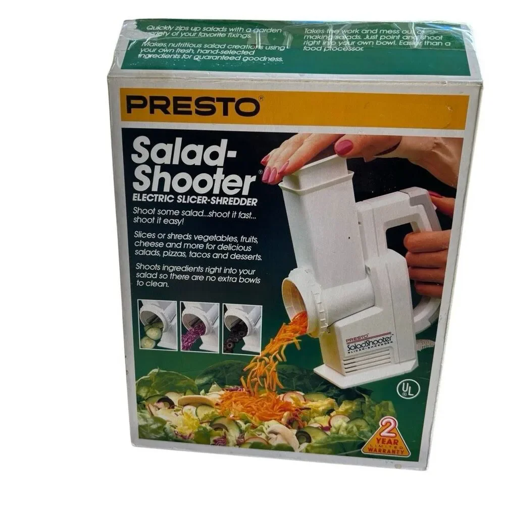 Vintage Presto Salad-Shooter Electric Slicer-Shredder (Model 02910) 1990-Nice!